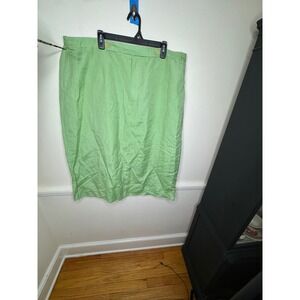 Design US Club Skirt Women 26 Green Linen Blend Midi No Pockets zip Button